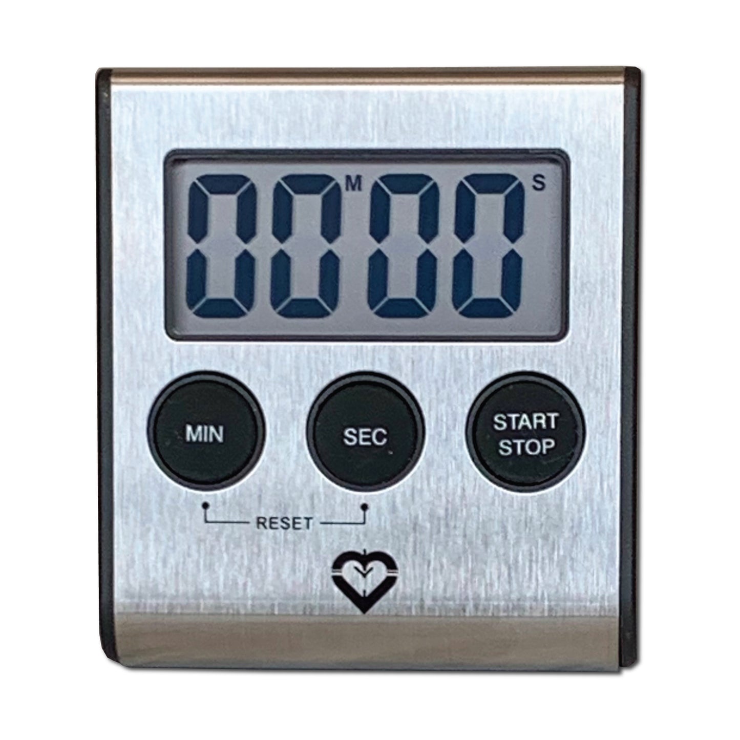 Stainless Steel Digital Kitchen Timer – Ultra-Strong Magnetic Back, Fold-Out Desk Stand, Effortless One-Touch Setup, Extra-Loud Alarm, Oversized Display, Auto Memory