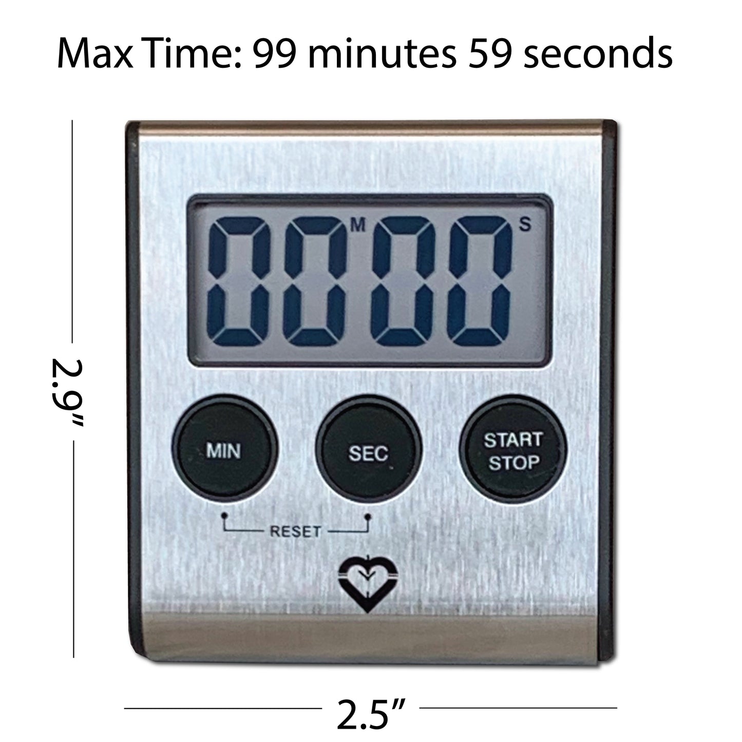 Stainless Steel Digital Kitchen Timer – Ultra-Strong Magnetic Back, Fold-Out Desk Stand, Effortless One-Touch Setup, Extra-Loud Alarm, Oversized Display, Auto Memory