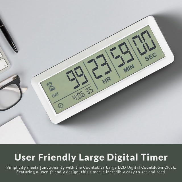 Large LCD Digital Countdown Clock, Up to 999 Days