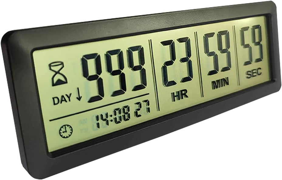 Large LCD Digital Countdown Clock, Up to 999 Days