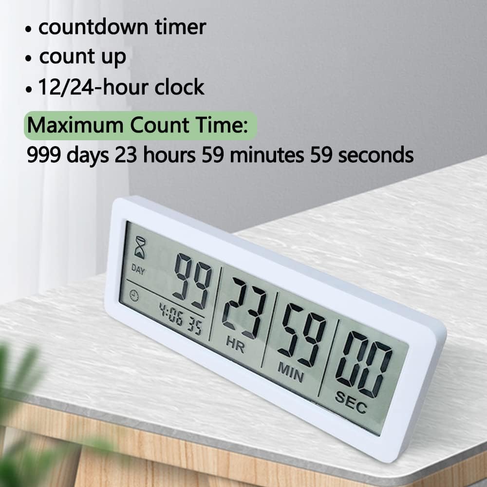 Large LCD Digital Countdown Clock, Up to 999 Days