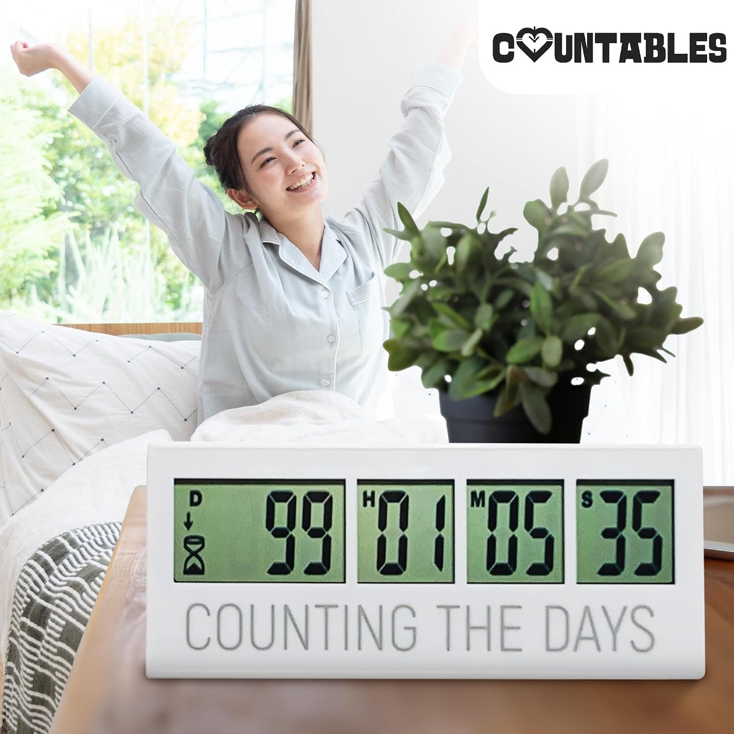 Large LCD Digital Countdown Clock, Up to 999 Days