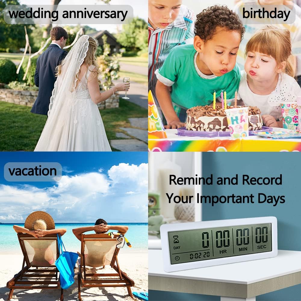 Large LCD Digital Countdown Clock, Up to 999 Days