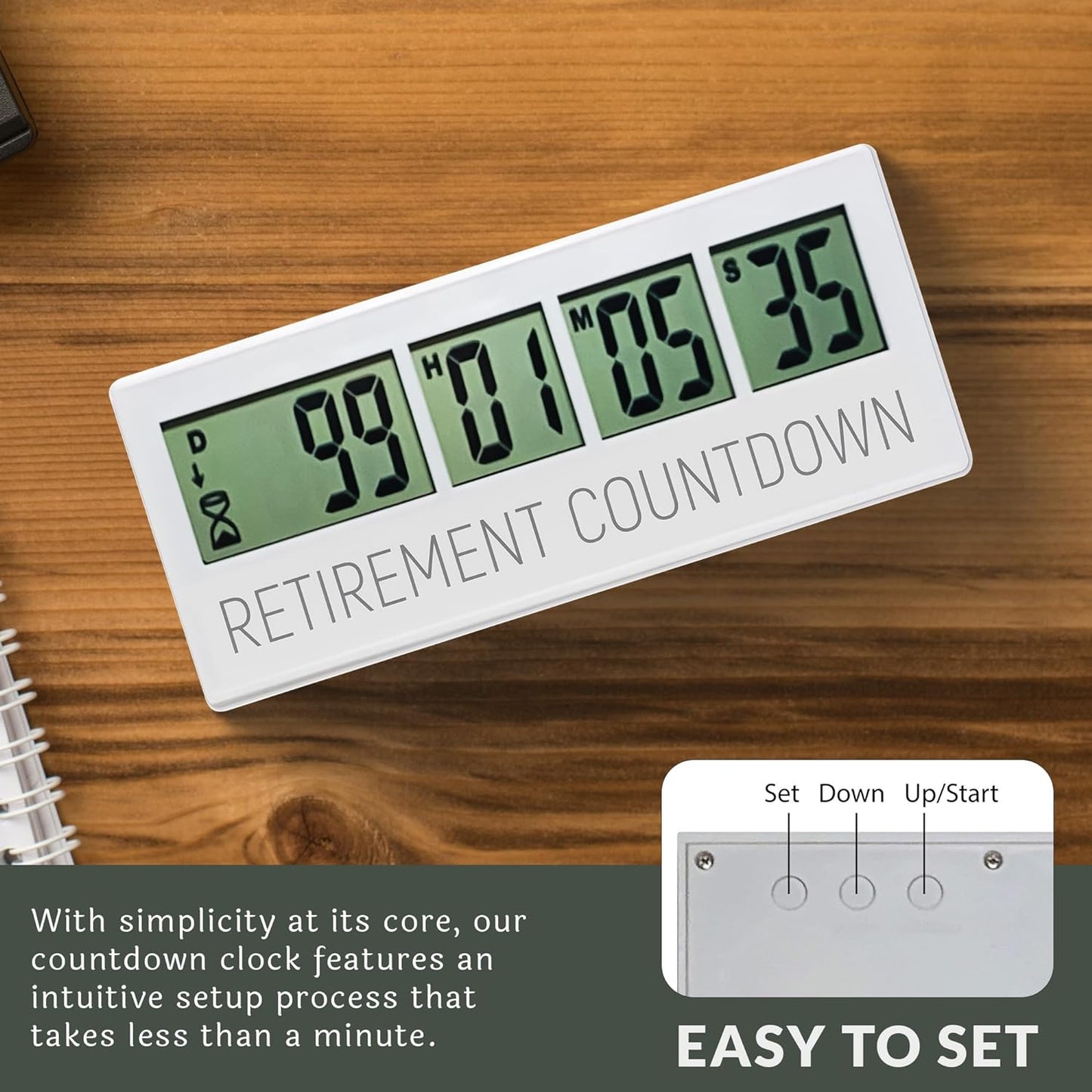 Retirement Countdown Clock - Up to 999 Days LCD Digital Timer