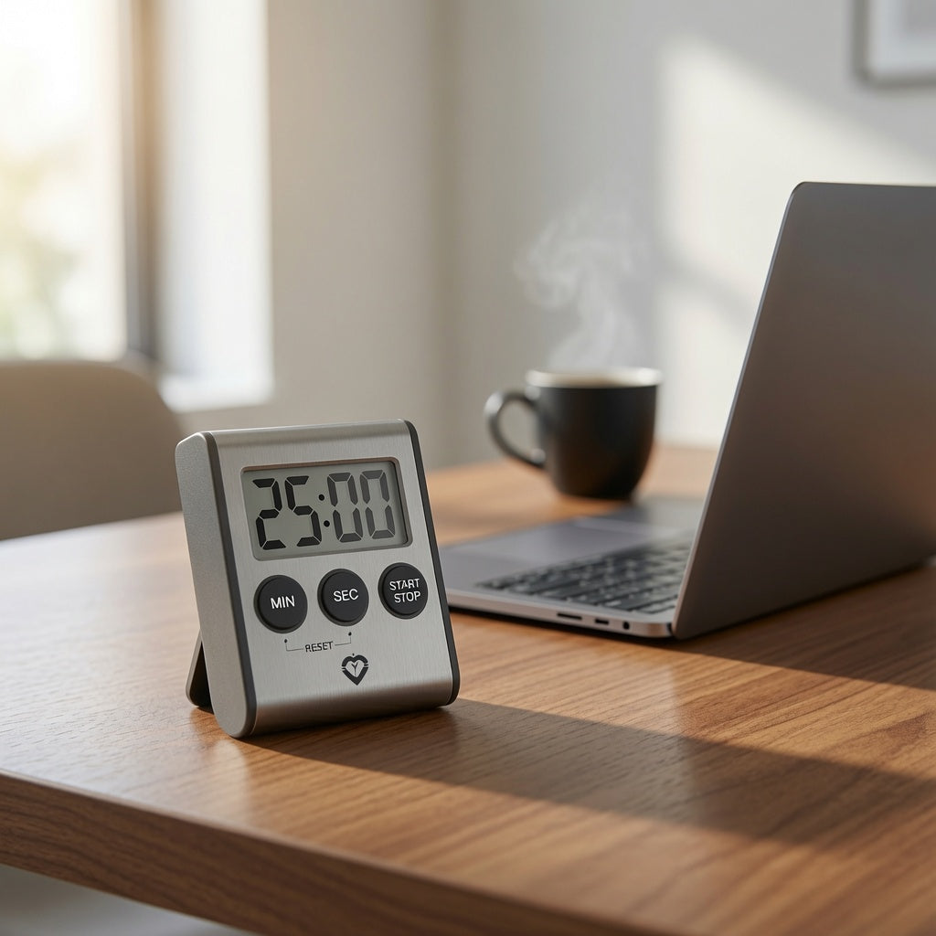 Stainless Steel Digital Kitchen Timer – Ultra-Strong Magnetic Back, Fold-Out Desk Stand, Effortless One-Touch Setup, Extra-Loud Alarm, Oversized Display, Auto Memory