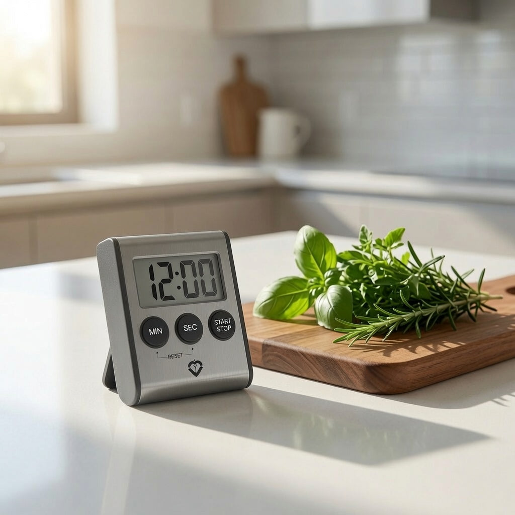 Stainless Steel Digital Kitchen Timer – Ultra-Strong Magnetic Back, Fold-Out Desk Stand, Effortless One-Touch Setup, Extra-Loud Alarm, Oversized Display, Auto Memory
