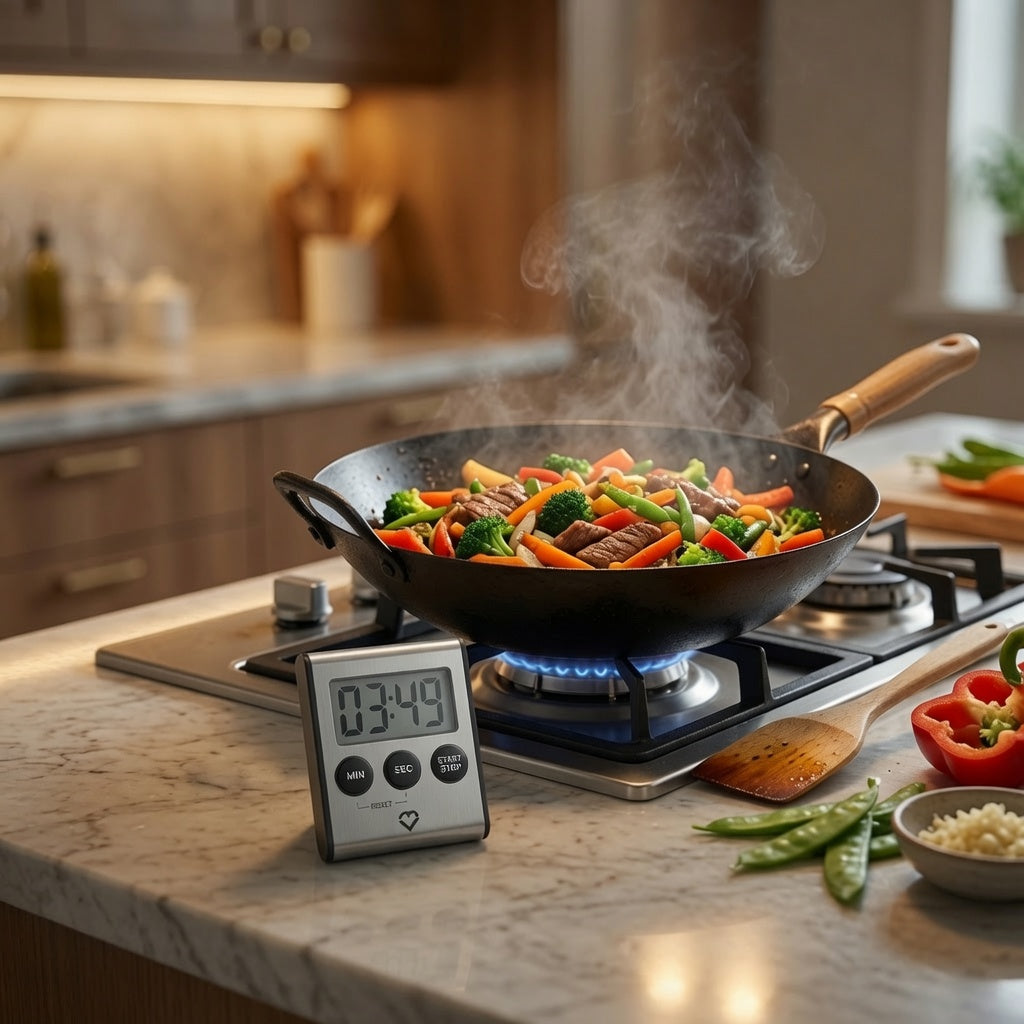 Stainless Steel Digital Kitchen Timer – Ultra-Strong Magnetic Back, Fold-Out Desk Stand, Effortless One-Touch Setup, Extra-Loud Alarm, Oversized Display, Auto Memory
